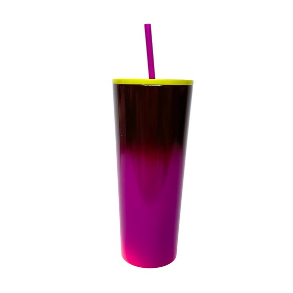 Starbucks Stainless Steel Purple Pink Green Ombre Tumbler With Straw 24oz - Picture 2 of 10